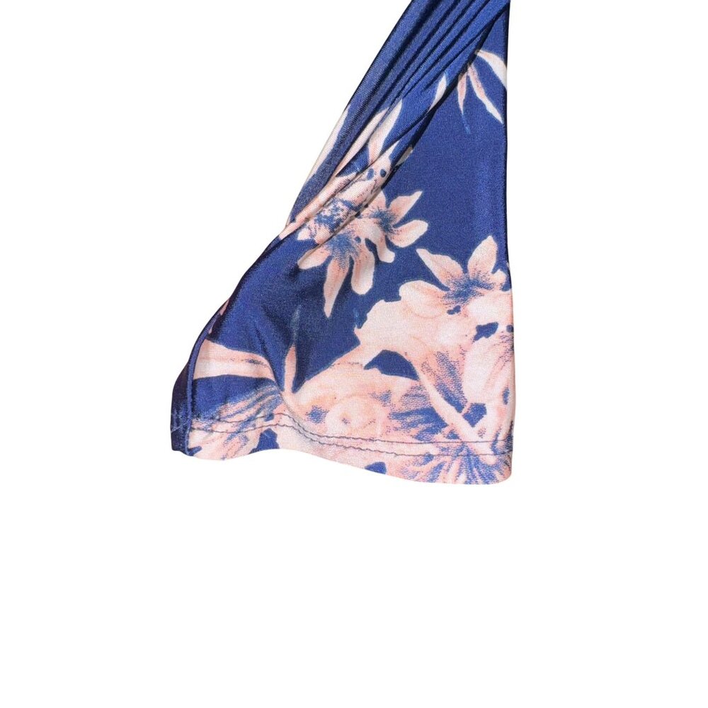 TriaTria Plus Size 1X Floral Navy Pink Maxi Wrap Dress 3/4 Sleeves Tie Waist - Picture 11 of 11